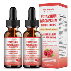 Potassium Magnesium Supplement Liquid Drops - High Absorption Potassium Supplement with Magnesium, Calcium, Vitamin D3 K2, Vegan, Non-GMO Potasio Support Leg Cramps, Bone, Muscle - 2 Fl oz