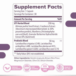Femipro Bladder Control Supplements for Women & Men, Natural Herb & Probiotic Blend, Supports Urinary Tract Health & Microbiome Balance - Made in USA Non-GMO, 30 Capsules, 1 Month Supply