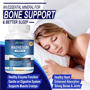Magnesium Complex Supplement - 1000mg with 8 Magnesium Forms: Glycinate, Citrate, Malate, Taurate & Orotate - Supports Muscle Function, Bone Strength & Relaxation - Vegan, Non-GMO - 180 Capsules PJRYC buy supplements Au