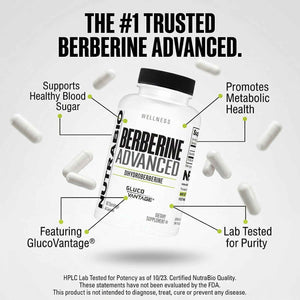 NutraBio Berberine Advanced Supplement (Dihydroberberine), 200 mg - Provides Advanced Absorption Carbohydrate Tolerance Support, 60 Caps