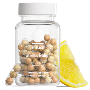 Ritual Stress Relief Supplement - Ashwagandha, L-Theanine, & Saffron - Helps Reduce Stress, Manage Cortisol, Promotes Calm, Relaxation* - All Day Support* - Vegan - Citrus - 30 Capsules - 30 Servings Ritual buy supplements Au