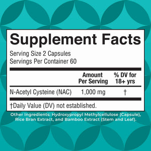 MARYRUTH'S Organics NAC Supplement N-Acetyl Cysteine - 2 Month Supply - NAC 1000mg per Serving - Vegan Capsules - Gluthamine Precursor - Amino Acid