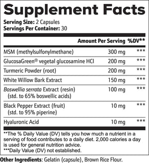 Joint Support Supplement - 60 Caps - MSM, Glucosamine HCl, Turmeric Supplement, Boswellia, Hyaluronic Acid Capsules & Black Pepper, Flexibility, Mobility & Comfort Joint Health - Made in USA