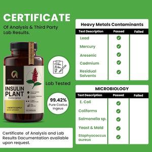 Afiyah Organic - Premium Quality Costus Igneus (Insulin Plant) Capsules - Easy to Swallow 120 Veggie Capsules (1 Month Supply) - Made in the USA - Including Complete Health Support Program Afiyah Organic buy supplements Au