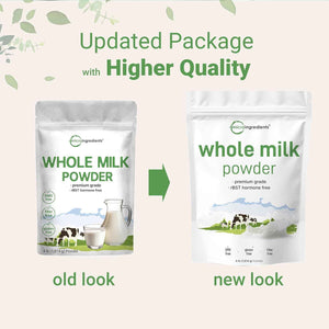 Micro Ingredients Whole Milk Powder, 4 lb - Pasture-Raised, rBST-Free - Pure & Rich in Protein - Ideal for Baking & Everyday Use - Non-GMO, Gluten-Free, Premium Grade