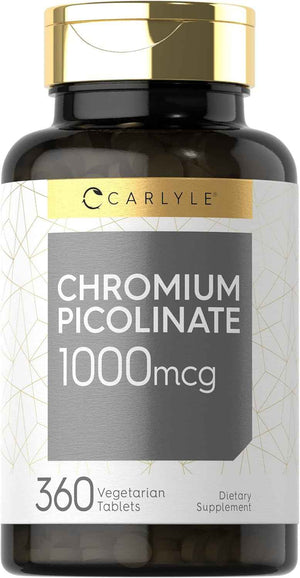 Carlyle Chromium Picolinate Supplement - 1000mcg - 360 Tablets - Vegetarian, Non-GMO, Gluten Free Formula