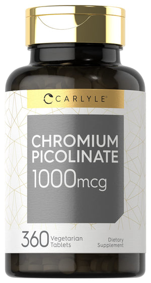 Carlyle Ultra Chromium Picolinate 1000mcg - 360 Tablets - Vegetarian, Non-GMO, Gluten Free