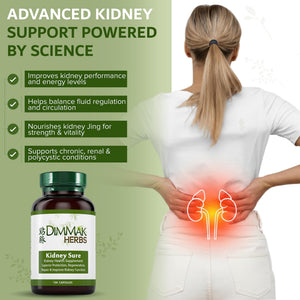 Dimmak Herbs Kidney Sure- Kidney Cleanse & Revitilization Tonic- Organic Herbal Support for Renal Health, Urinary Tract Flow & Vitality- TCM Doctor Formulated, Vegan- 400mg 100 Capsules Dimmak HerbsBuy Supplements Australia