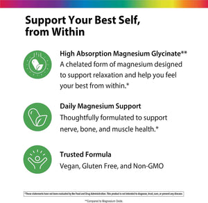 Rainbow Light Magnesium Glycinate 325 mg - 120 Capsules - High Absorption, Chelated Form of Magnesium - Supports Nerve, Bone, & Muscle Health - Vegan, Non-GMO and Gluten Free