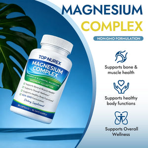 Top Nurex Magnesium Complex 1000 mg, 8-Source Magnesium Blend with Glycinate, Citrate, Malate & Taurate, Vegan Formula, Non-GMO, 90 Capsules Top Nurex buy supplements Au