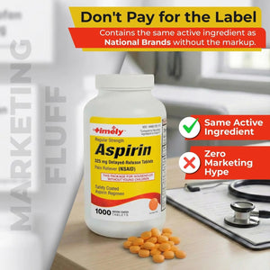 TIME-Cap Labs 1000 Regular Strength Aspirin 325mg โ Delayed Release Enteric Coated Tablets for Minor Aches and Pains, NSAID Pain Reliever & Fever Reducer for Adults and Children 12 Years and Older TIME-CAP LABS, INC.Buy Supplements Australia