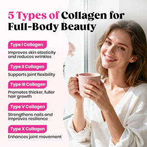 Venture Pal Multi Collagen Powder Type I, II, III, V, X - Hydrolyzed Collagen Peptides MSM, GC, Hyaluronic Acid Vitamin C - Collagen Supplement for Women