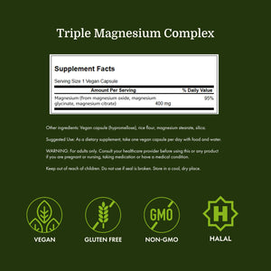Swanson Triple Magnesium Complex - 100 Capsules, 400mg Each Swanson buy supplements Au