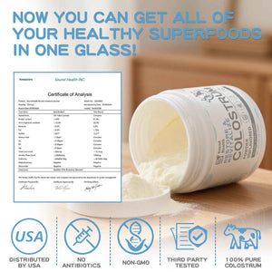 Colostrum Supplement Powder for Humans - Organic Bovine Colostrum Supplement for Gut Health, Hair Growth, Beauty