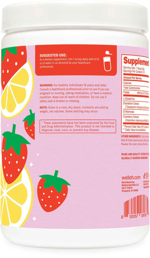 Wellah L-Glutamine Strawberry Lemonade Flavored (50 Servings) - 5g L-Glutamine Per Serving, Sweetened with Stevia