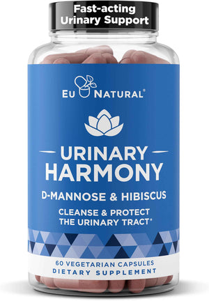 Eu Natural Urinary Harmony D-Mannose Supplement - Urinary Tract Health for Women - Fast-Acting Urinary Cleanse & Flush with Clinical-Strength D-Mannose & Hibiscus - 60 Capsules Eu NaturalBuy Supplements Australia