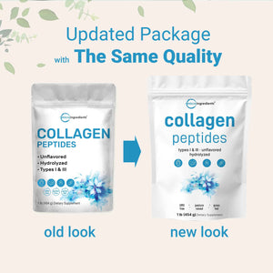 Micro Ingredients Hydrolyzed Collagen Peptides Powder, 1 lb - Type I & III Collagen for Women & Men - Unflavored Bovine Collagen Protein - Easy Dissolve, Paleo, Non-GMO