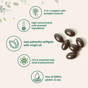 Micro Ingredients Saw Palmetto with Pumpkin Seed Oil for Men, 240 Softgels - Cold-Pressed Extract - Virgin Oil Formula - Rich in Essential Fatty Acids & Phytosterols - Non-GMO, Gluten & Soy Free