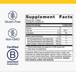 Metagenics OmegaGenics EPA-DHA 1000 mg - High Potency Omega-3 Fish Oil Supplement for Heart, Brain & Joint Health* - Sustainably Sourced - 60 Softgels