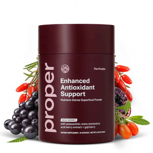Proper, The Purples Nutrient-Dense Superfood Powder - Antioxidant Supplement and Cellular Support - Acai, Amla, Blueberry, Vitamin C, B Vitamins & More - Enhanced with Prebiotic Fiber & Probiotics
