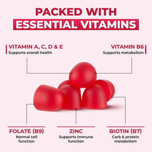 Ollyoo Multivitamin Gummies for Adults - Cherry & Strawberry Flavor - Great Source of Vitamin A & Essential Nutrients