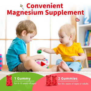 Magnesium Gummies for Kids - Magnesium Glycinate Gummies Supplement with L-Theanine, Vitamin B6, D3 for Kids & Adults Sleep, Calm, Relaxation, Brain, Bones, Sugar Free Strawberry 60ct