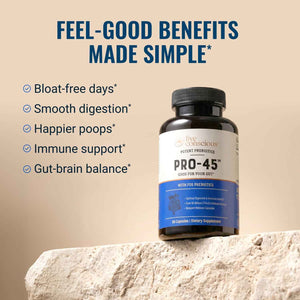 Live Conscious PRO45 Probiotics for Women & Men: Comprehensive Formula, 45 Billion CFU, 11 Strains, Dairy Free - w/Prebiotics and Probiotics - Promotes Immune & Gut Health - 30 Veggie Caps