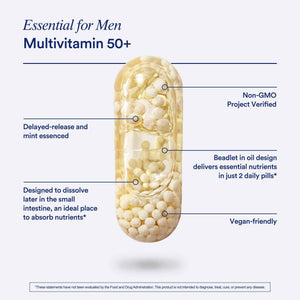 Ritual Men’s 50+ Daily Multivitamin - Key Essential Vitamins and Minerals To Support Heart, Energy, Brain, Muscle, Bone Health* - Including Zinc, D3, B12, A