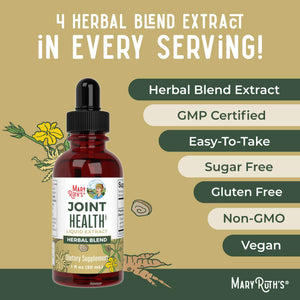 MaryRuth Organics Joint Health Liquid Extract - Four Herbal Blend Liquid Drops - Ginger Root - Licorice Root - Cats Claw - Devils Claw - Vegan - Non GMO - Alcohol Free Tincture - 30 Servings