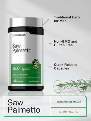 Horbäach Saw Palmetto Extract - 120 Capsules - from Saw Palmetto Berries - Non-GMO and Gluten Free Formula