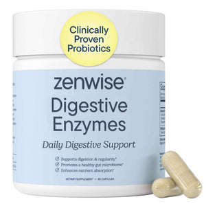 Zenwise Health Digestive Enzymes with Bromelain & Papaya - Multi Enzymes Digestion Supplement with Probiotics & Prebiotics for Gut Health, Gas & Bloating Relief