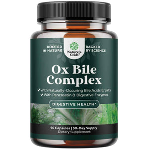 Digestive Enzymes with Ox Bile - Ox Bile Supplements for No Gallbladder with Trypsin, Papain & Bromelain Enzyme for Pancrease Cleanse & Detox - Pancreatin Digestion Enzymes for Women & Men - 90 Ct