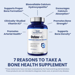 1MD Nutrition OsteoMD for Comprehensive Bone Support - with Calcium Hydroxyapatite, Vitamin D3 & K2 - 180 Capsules (2-Pack)