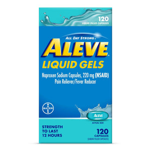 Aleve Liquid Capsules, Naproxen Sodium Capsules 220 mg (NSAID), Pain Reliever/Fever Reducer, Fast Pain Relief, 120 Count AleveBuy Supplements Australia