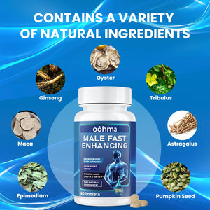 Oohma New Male Enhancing Supplement, Designed to be Fast Acting for Blood Flow to Gain Length & Girth + Stamina, Maca, Epimedium, and Other Natural Ingredients, 3rd Party Tested Supplement 60 Tablets Oohma buy supplements Au