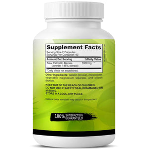 USA Grown Saw Palmetto - 180 Capsules Prostate Health Supplement - Hair Growth for Men & Women - Support to Help Maintain Normal Urination Frequency