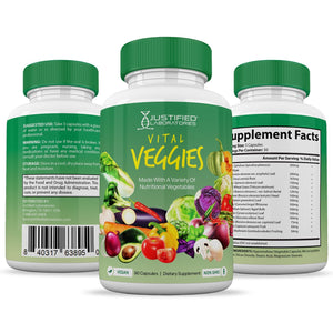 (10 Pack) Vital Fruits and Veggies Supplement Whole Food Red & Green Superfoods Non GMO Vegan Friendly 900 Veggie Capsules 10 Bottles Justified Laboratories buy supplements Au