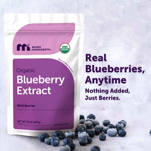 Micro Ingredients Organic Blueberry Extract Powder, 10oz - Natural Fruit Flavor - Freeze-Dried Wild Blueberries Source - No Sugar & Additives - Great for Drinks, Smoothie, & Beverages - Non-GMO & Vegan