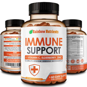 10 in 1 Immune Support Supplement (No Fillers) - Vitamin C, Zinc, Elderberry, Echinacea, Turmeric, Probiotics - Immunity Booster for Multi-System Immune Defense