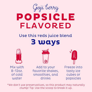 KOS Reds Superfood Powder for Antioxidants - USDA Certified Organic Beet Root, Goji Berries, Acai, Pomegranate, Coconut Water & Digestion Enzymes- Goji Berry Popsicle Flavor Juice Mix - 28 Servings KOS buy supplements Au