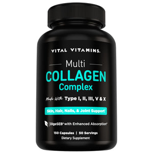 Vital Vitamins Multi Collagen for Women & Men - Type I, II, III, V, X - Grass Fed, Non-GMO - 150 Capsules Vital Vitamins buy supplements Au