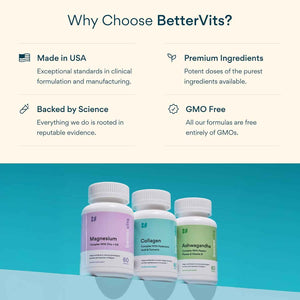 Betterrvits Hair Growth Vitamins for Women - Biotin 12,000 mcg with Zinc, Copper and Selenium Complex - Hair Skin and Nails Supplement for Women and Men with Keratin KeraGlo - 60 Capsules