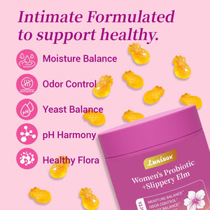 Lunivox Her Juicy Feminine Probiotics Gummies for Women, with Prebiotics & Slippery Elm - Promotes pH Balance, Gut Health & Immune Support - Pineapple Flavor, 60 Count Lunivox buy supplements Au