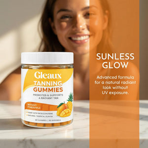 DXWXH Gleaux Tanning Gummies, Tanning Gummies for Women, Sunless Radiance Support with Beta Carotene, Astaxanthin & Lycopene, for Skin Health & Complexion Support, Mango Pineapple Flavor, 60 Gummies DXWXH buy supplements Au