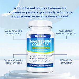 Top Nurex Magnesium Complex 1000 mg, 8-Source Magnesium Blend with Glycinate, Citrate, Malate & Taurate, Vegan Non-GMO Formula, 90 Capsules Kunnozz buy supplements Au
