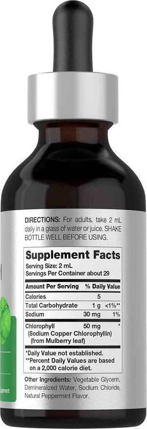 Horbäach Liquid Chlorophyll Drops - 2 fl oz - Natural Peppermint Flavor - Vegan, Non-GMO & Gluten Free Formula