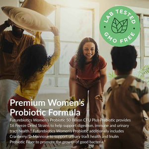 Futurebiotics Women's Probiotic 50 Billion CFU + Prebiotic with Cranberry & D-Mannose - Digestion Immune and Urinary Tract Support, Non-GMO, 60 Vegetarian Capsules