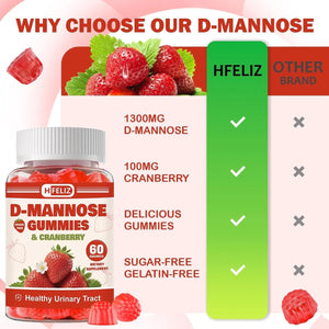 HFELIZ D Mannose with Cranberry Gummies, D-Mannose Supplements 1300mg for Women, Support Natural Urinary Tract & Bladder Health, Sugar-Free, 60 Count HFELIZBuy Supplements Australia