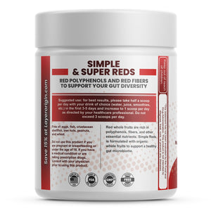 Layer Origin Simple Reds - Organic Red Polyphenols Whole Fruit Powder | Five Real Whole Fruits | 30 Servings Layer OriginBuy Supplements Australia