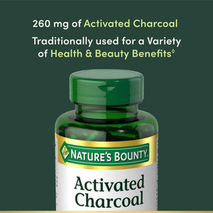 Nature's Bounty Activated Charcoal 260 mg, 100 Capsules, Dietary Supplement to Support a Healthy Lifestyle